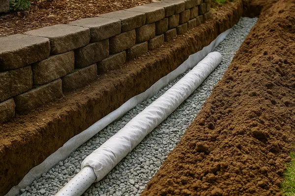 a pipe for a french drain project in a ditch from Dallas French Drain Installation in Dallas, TX - exterior french drain