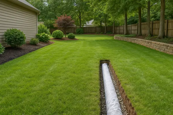 a french drain project in progress from Dallas French Drain Installation in Dallas, TX - french drain contractor