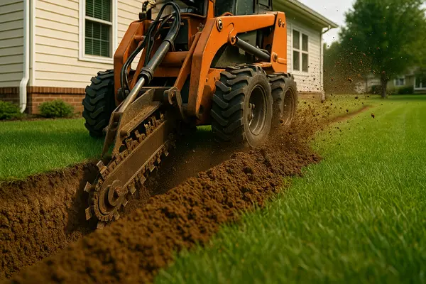 a tractor digging a ditch from Dallas French Drain Installation in Dallas, TX 