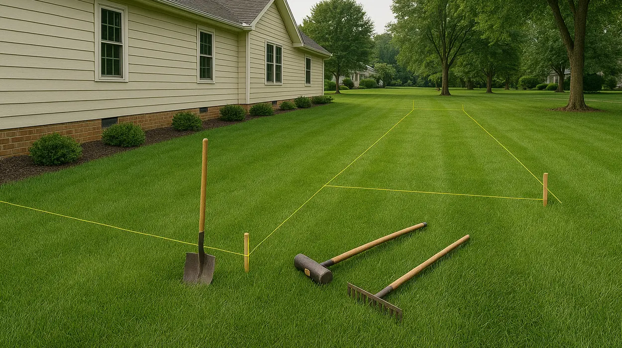the marks where a french drain will be installed from Dallas French Drain Installation in Dallas, TX - french drain sump pump