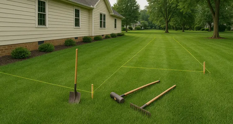 the marks where a french drain will be installed from Dallas French Drain Installation in Dallas, TX - french drain sump pump